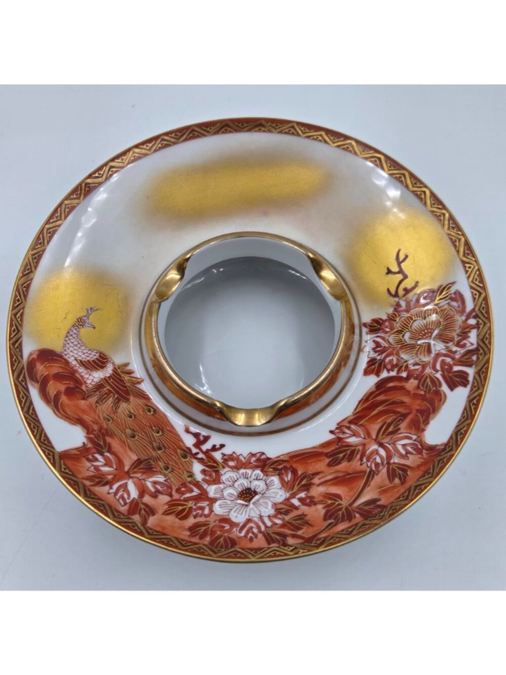 Kutani Peacock & Peony Water Well or Ashtray From the Meiji Period - Picture 2 of 10